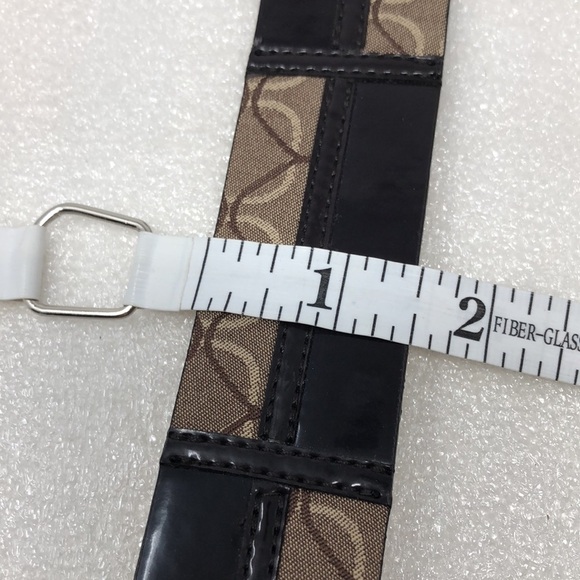 Nine West Belt Patchwork Brown Size Medium Square Gold Tone Buckle - Picture 11 of 13